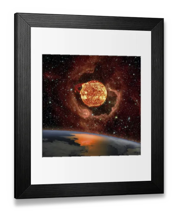 Framed Print : Sunrise over the planet Earth