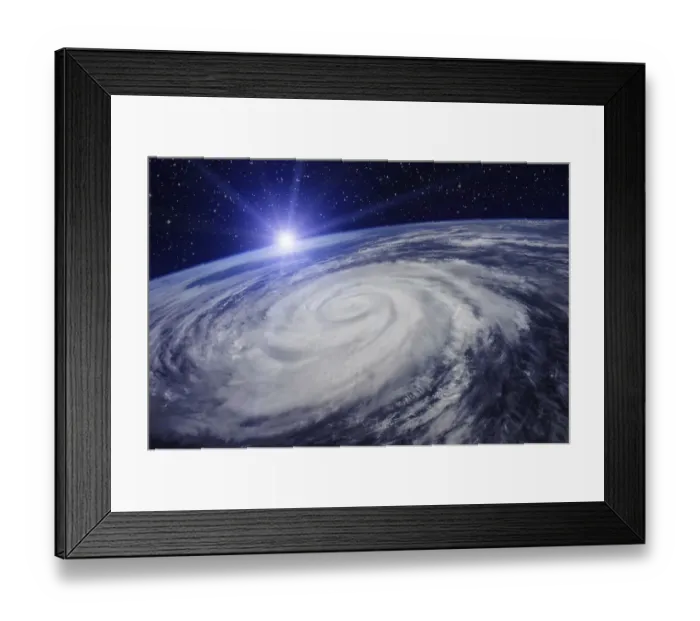 Framed Print : Giant cyclone on the planet Earth due to the global warming that will cause an increase in temperature and rainfall Framed Print : Giant cyclone on the planet Earth due to the global warming that will cause an increase in temperature and rainfall