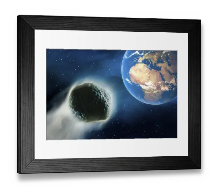 Framed Print : Comet hurtling towards Earth, 3D illustration