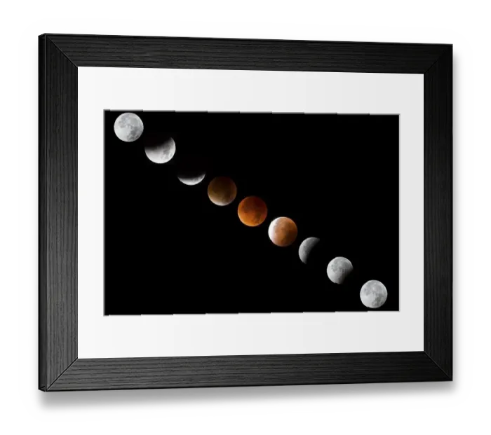Framed Print : Phases of the lunar eclipse with Blood Moon and Super moon Framed Print : Phases of the lunar eclipse with Blood Moon and Super moon