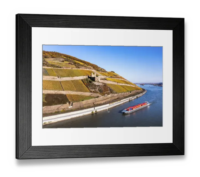 Framed Print : Aerial view, Ehrenfels Castle, Assmannshausen