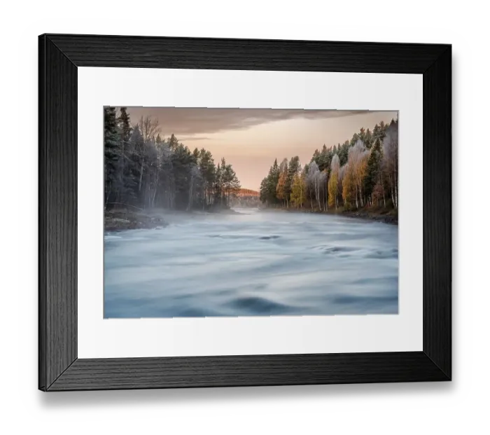 Framed Print : Autumnal atmosphere on the river in the evening light