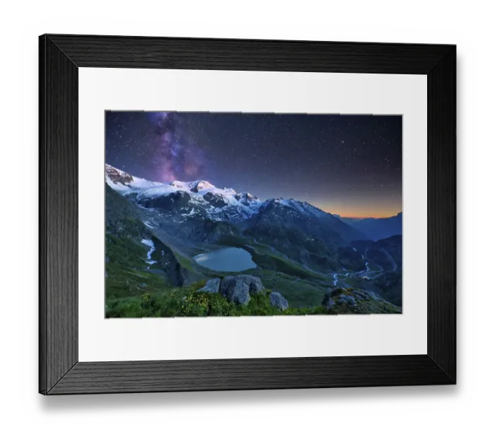 Framed Print : Starry sky with milky way at Sustenpass Framed Print : Starry sky with milky way at Sustenpass