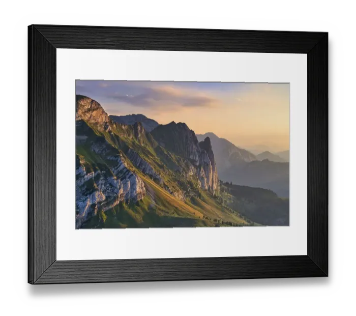 Framed Print : Mountain landscape at sunset, view of Bockmattlistock