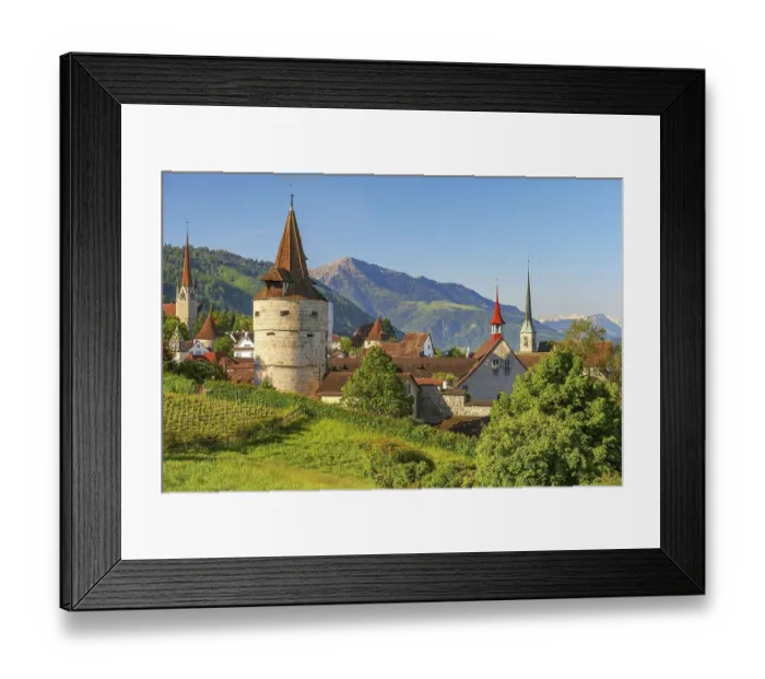 Framed Print : Town view with Capuchin tower and church