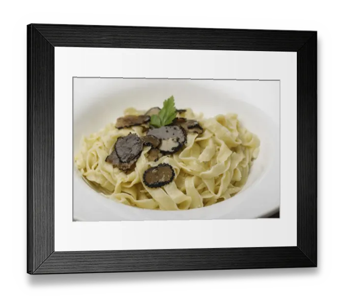 Framed Print : Black truffle on homemade pasta