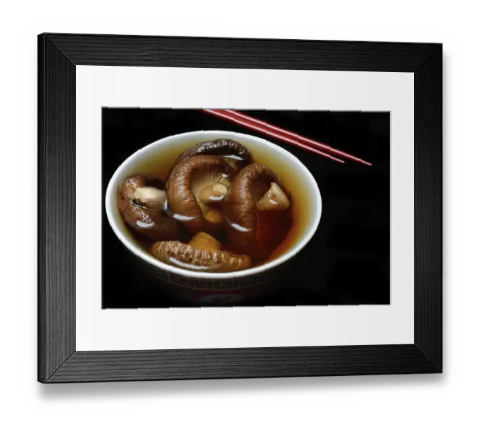 Framed Print : Dried shiitake mushrooms in a bowl Framed Print : Dried shiitake mushrooms in a bowl