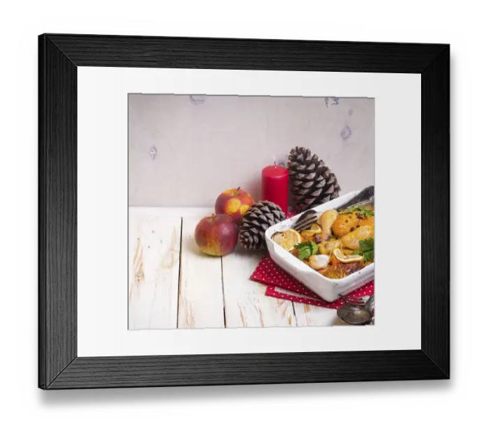 Framed Print : Roasted chicken. Christmas food