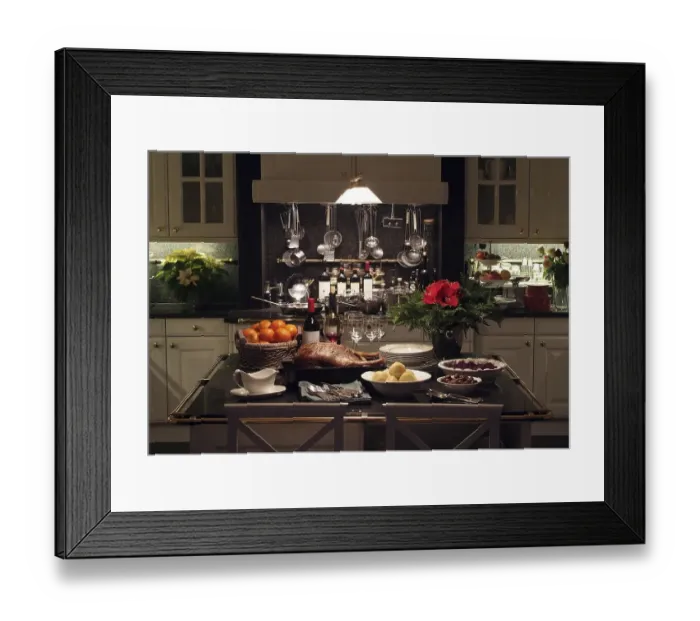 Framed Print : Festive Christmas goose arranged on the kitchen table