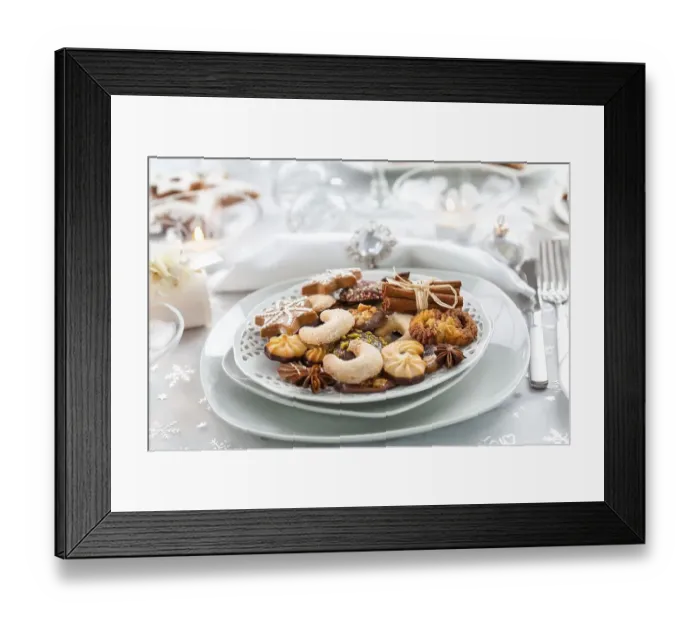 Framed Print : Assortment of Christmas cookies on the table