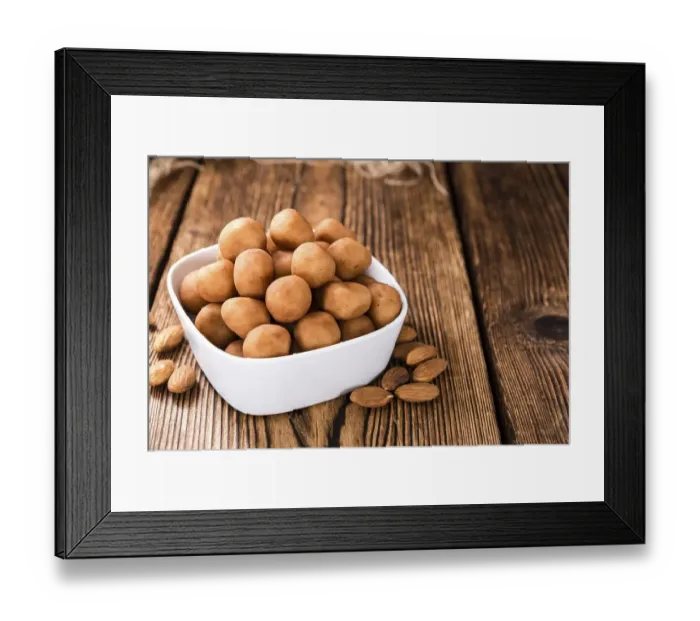 Framed Print : Homemade Marzipan Potatoes (German cuisine) on rustic wooden background