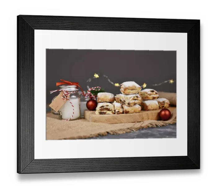 Framed Print : German Stollen cake pieces, a fruit bread with nuts