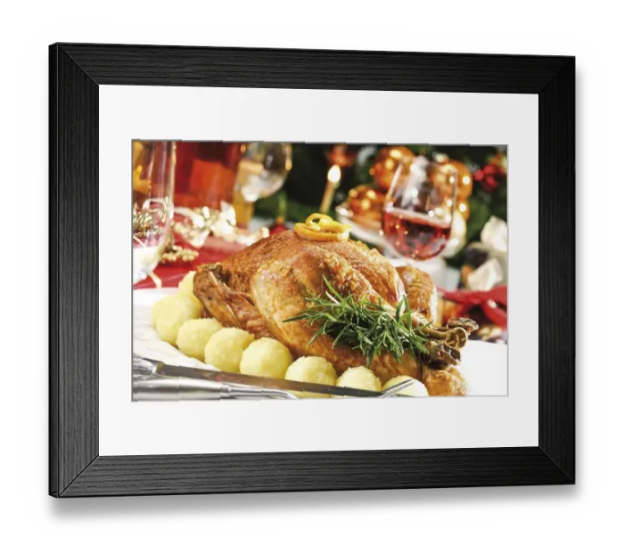 Framed Print : Roast turkey with potato dumplings