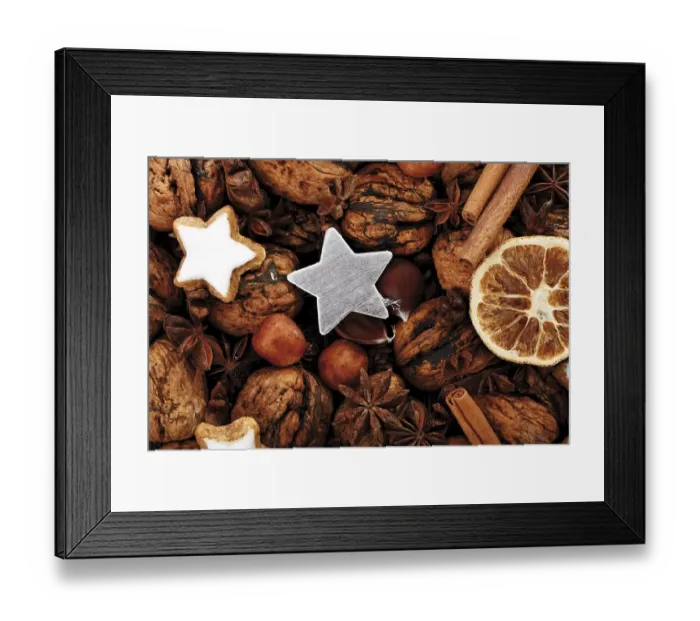 Framed Print : Silver star with Christmas decoration