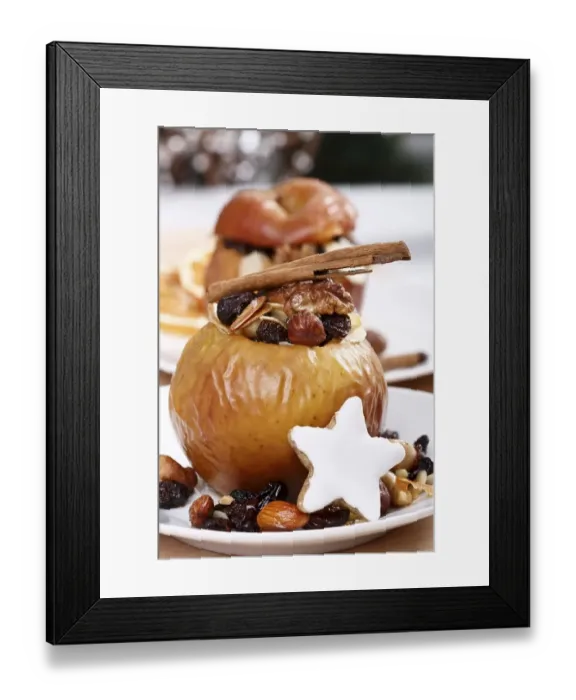 Framed Print : Baked apple with raisins, nuts