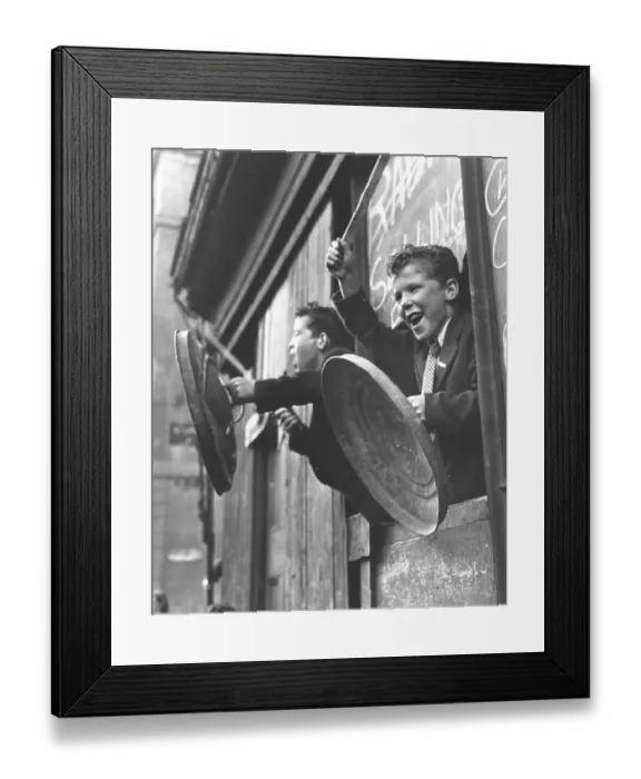 Framed Print : Children with shield and stick Framed Print : Children with shield and stick