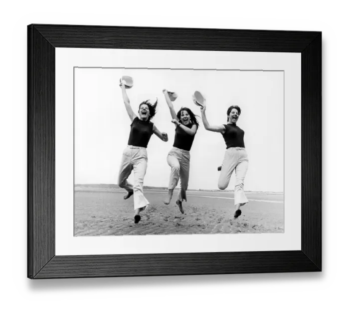 Framed Print : 3 women on the beach, England, Great Britain Framed Print : 3 women on the beach, England, Great Britain