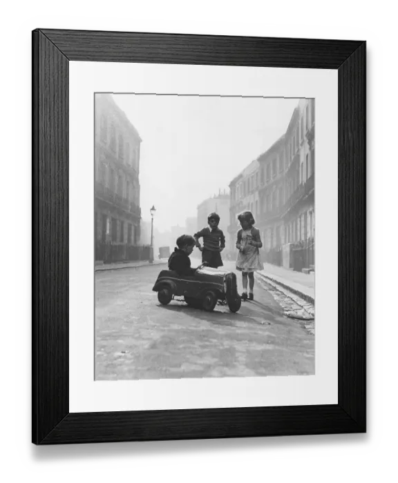 Framed Print : Children with toy car, England, Great Britain Framed Print : Children with toy car, England, Great Britain