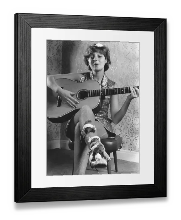 Framed Print : Mouse and guitar player, England, Great Britain