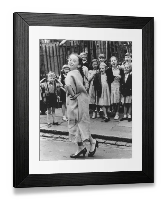 Framed Print : Girl dancing with sackcloth as dress