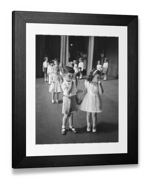 Framed Print : Boy shy with a girl, line up to dance Framed Print : Boy shy with a girl, line up to dance