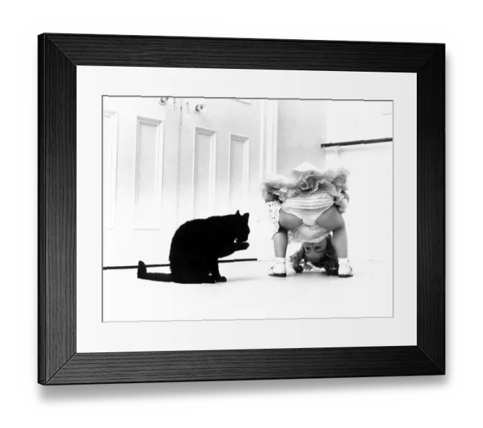 Framed Print : Cat and little girl, England, Great Britain