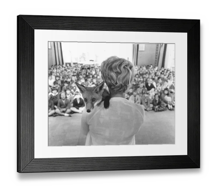 Framed Print : Woman with fox on her shoulder