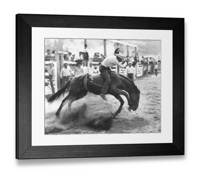 Framed Print : Man on horse during rodeo, England, Great Britain