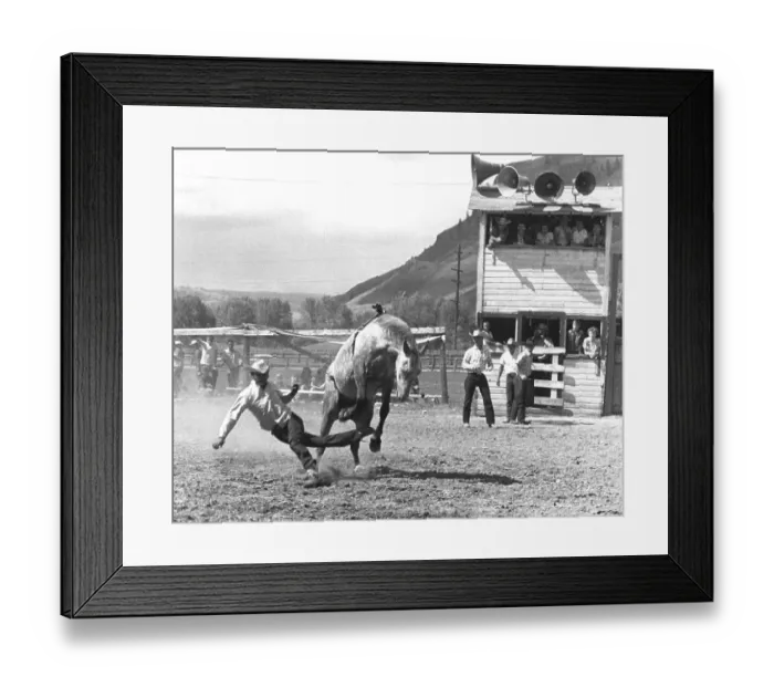 Framed Print : Man on horse during rodeo, England, Great Britain