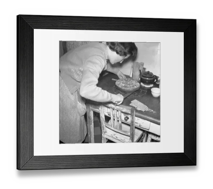 Framed Print : Housework, Woman baking cakes, ca