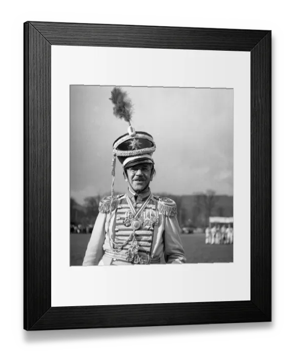 Framed Print : Man in Admiral's uniform, carnival around 1950 Framed Print : Man in Admiral's uniform, carnival around 1950