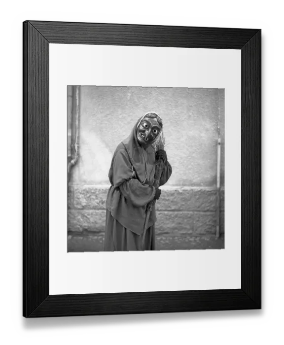 Framed Print : Witch with broom in hand, carnival