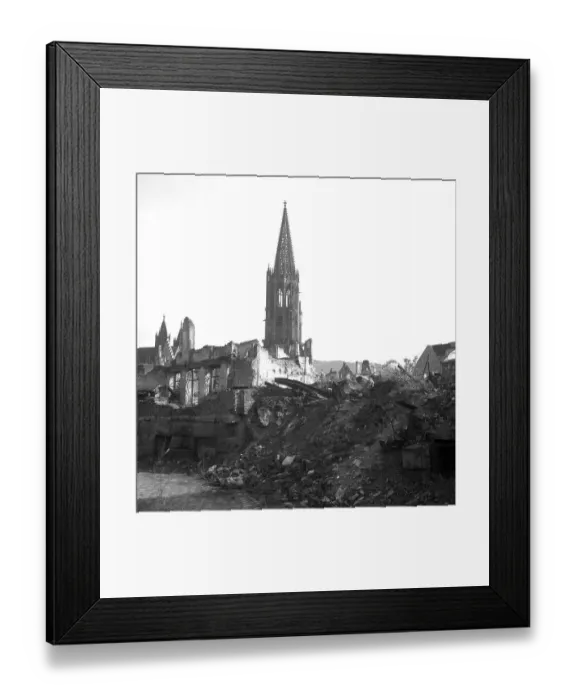 Framed Print : View over ruins to the Freiburg Cathedral