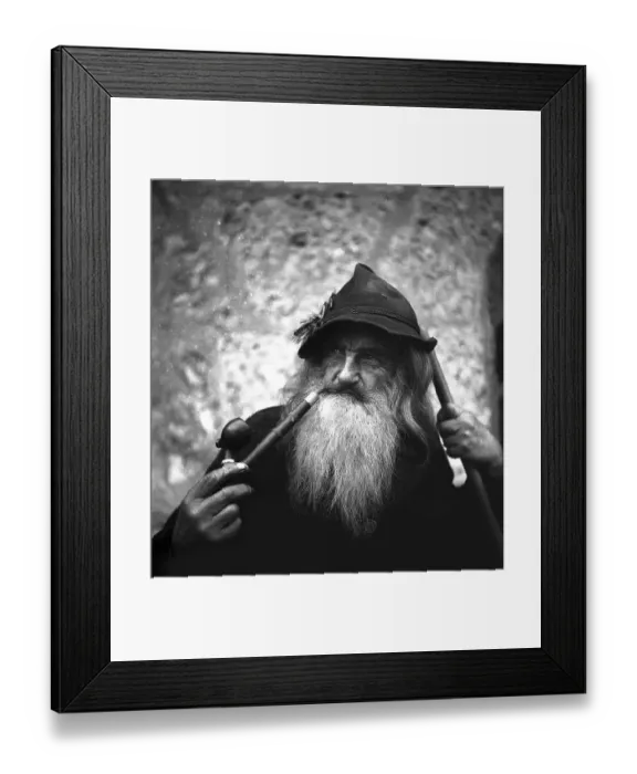 Framed Print : A full bearded shepherd with stick and whistle