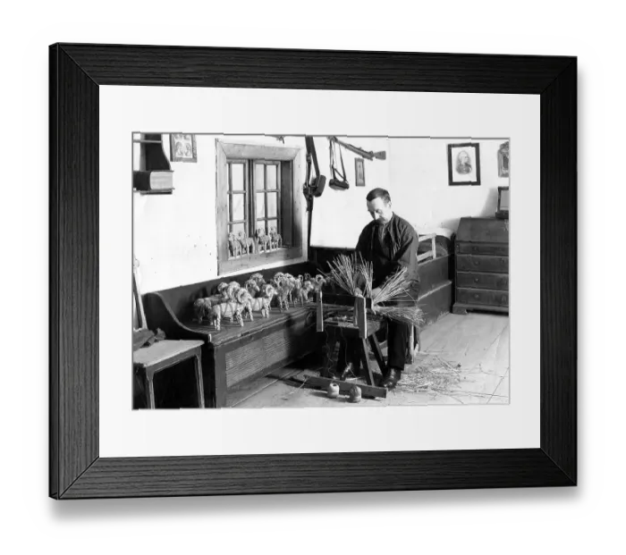 Framed Print : Handmade straw-horse ca. 1930, exact place unknown