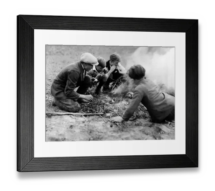 Framed Print : Potato fire ca. 1930, exact place unknown Framed Print : Potato fire ca. 1930, exact place unknown