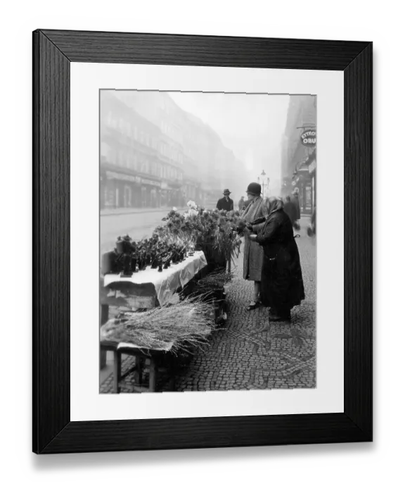 Framed Print : Street sale flowers ca. 1930, exact place unknown