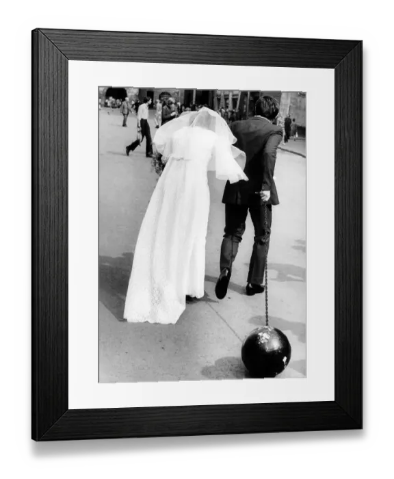Framed Print : Bridal couple with steel ball ca