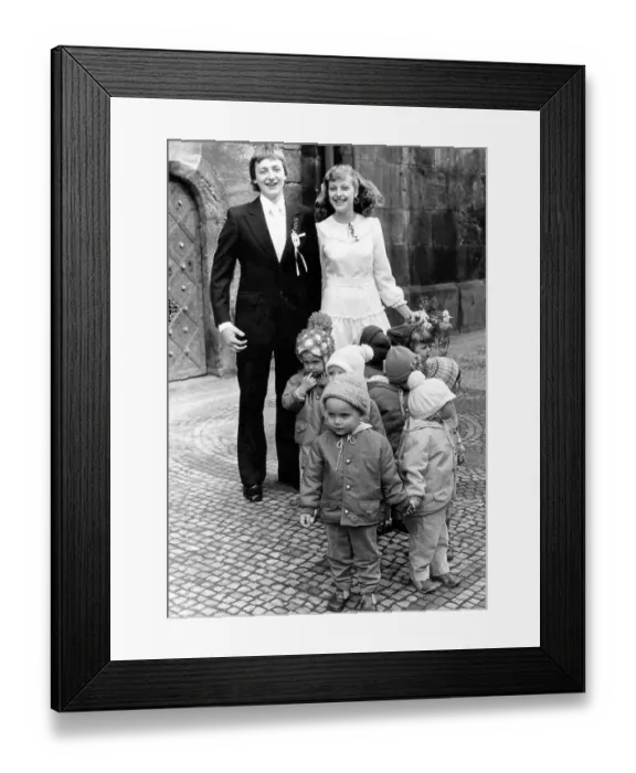 Framed Print : Wedding with 8 children ca. 1970s