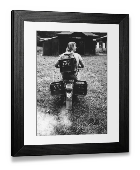 Framed Print : Beer crates transported by moped ca Framed Print : Beer crates transported by moped ca