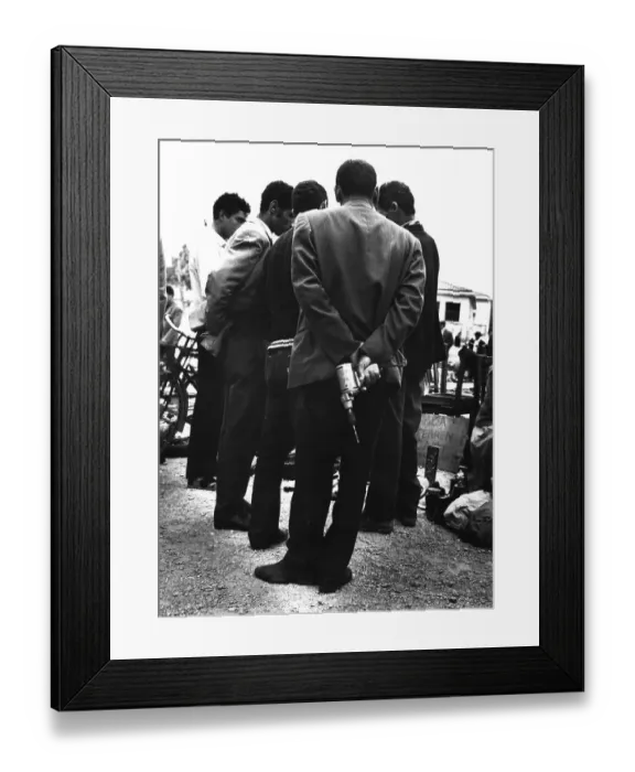 Framed Print : Workers discuss a problem, between 50s and 60s