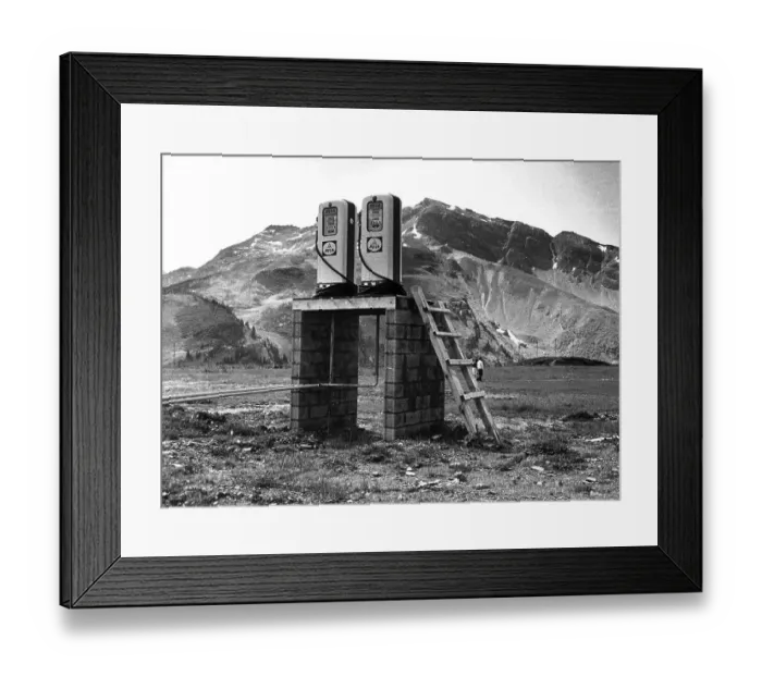 Framed Print : Dispensers without street, between 50s and 60s Framed Print : Dispensers without street, between 50s and 60s