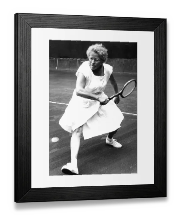 Framed Print : Grandma plays tennis, 1950s, exact place unknown Framed Print : Grandma plays tennis, 1950s, exact place unknown