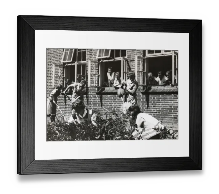 Framed Print : Women gardening, 1950s, exact location unknown Framed Print : Women gardening, 1950s, exact location unknown