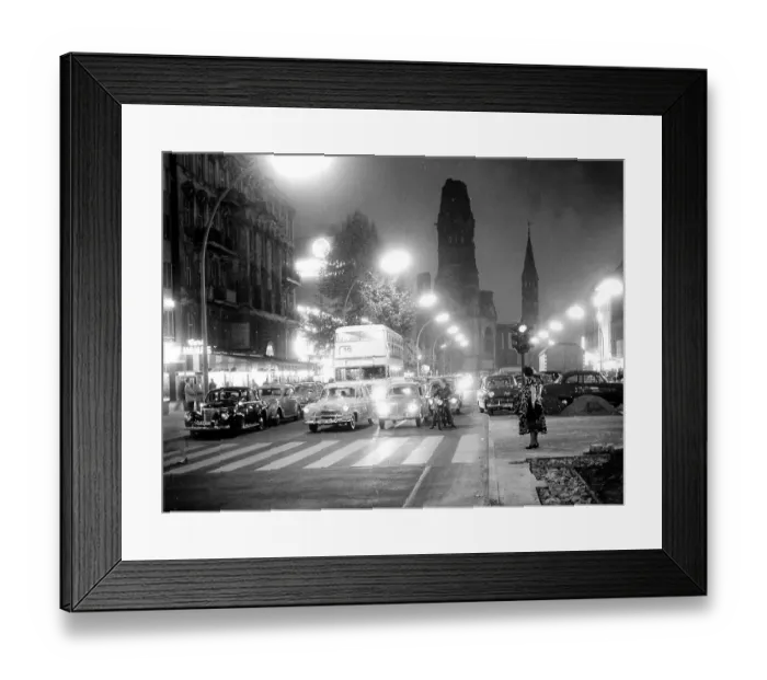 Framed Print : Car traffic on the Kudamm at night Framed Print : Car traffic on the Kudamm at night