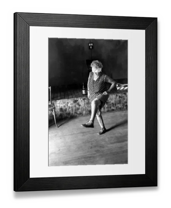 Framed Print : Grandma dances with blindfolded eyes, ca Framed Print : Grandma dances with blindfolded eyes, ca