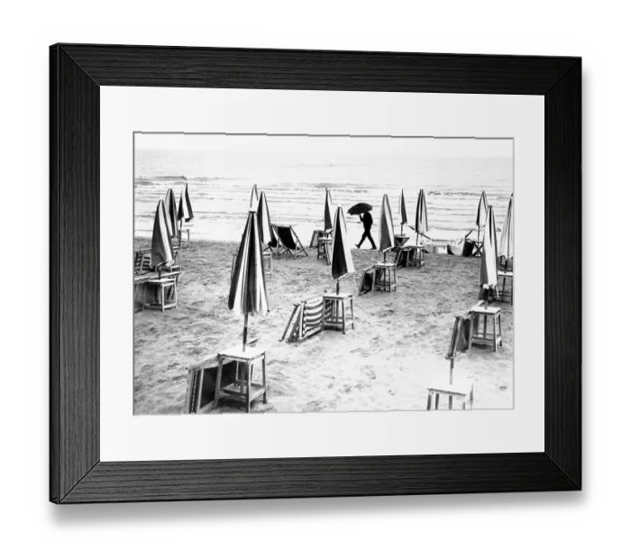 Framed Print : Beach in the rain, ca. 1970s, exact place unknown Framed Print : Beach in the rain, ca. 1970s, exact place unknown