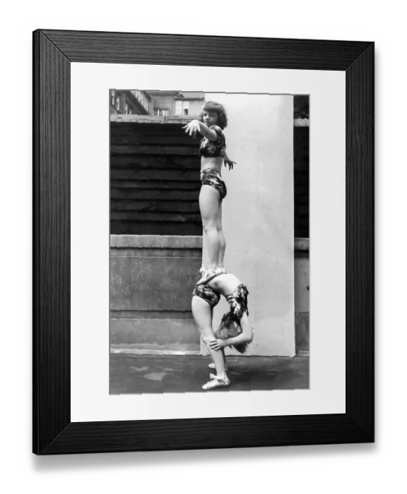Framed Print : Two acrobats training, 1930s, Germany, Europe Framed Print : Two acrobats training, 1930s, Germany, Europe