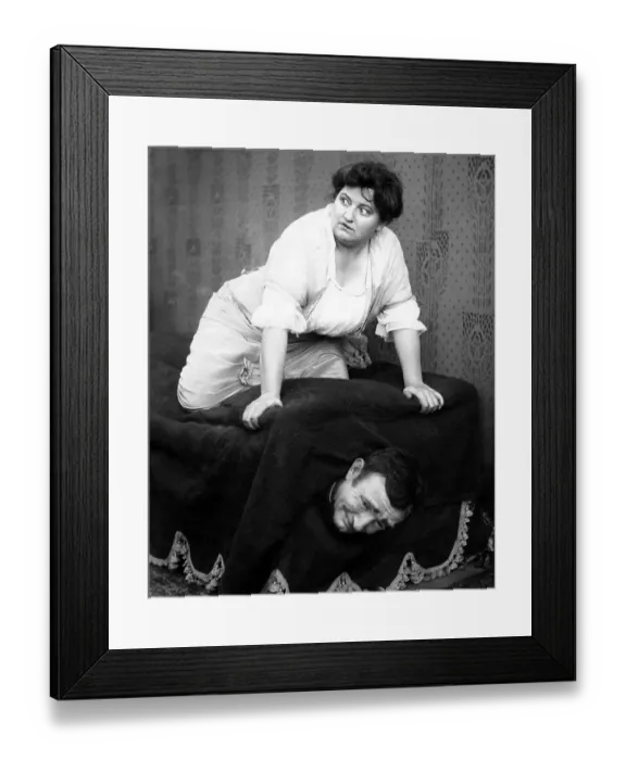 Framed Print : Woman hiding man in sofa, 1920s, Germany, Europe