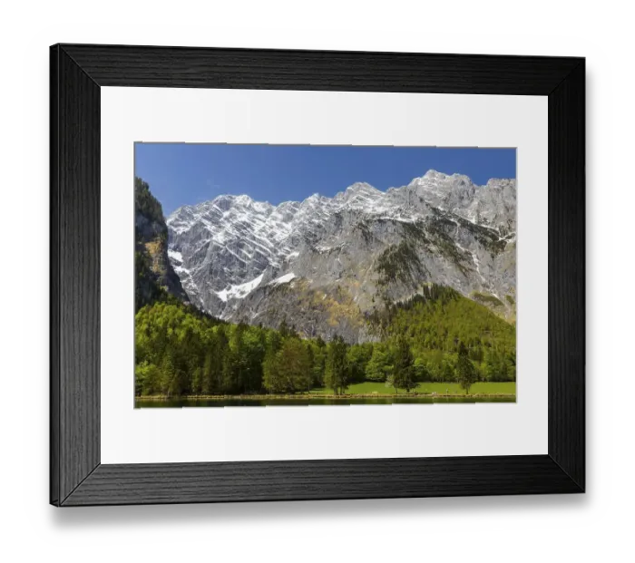 Framed Print : Watzmann group at Koenigssee, mixed forest Framed Print : Watzmann group at Koenigssee, mixed forest